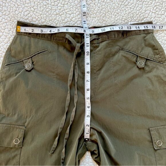 Y2K VTG Gloria Vanderbilt Cotton Olive Wide Leg Cargo Pants Waist SZ 12 - Picture 7 of 12